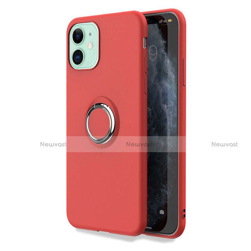 Ultra-thin Silicone Gel Soft Case Cover with Magnetic Finger Ring Stand T04 for Apple iPhone 11