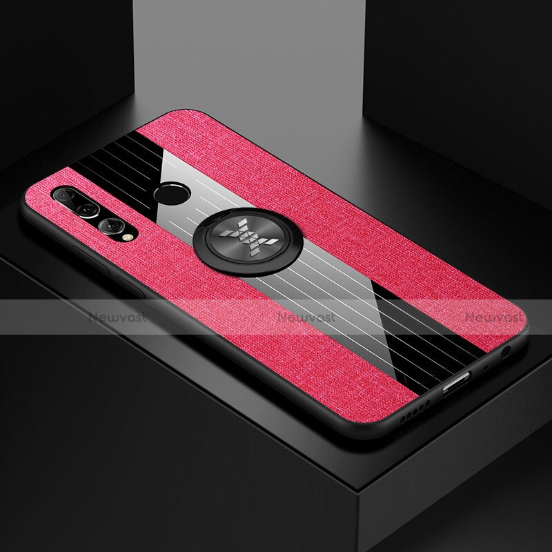 Ultra-thin Silicone Gel Soft Case Cover with Magnetic Finger Ring Stand T04 for Huawei Honor 20E Red