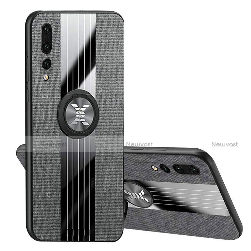 Ultra-thin Silicone Gel Soft Case Cover with Magnetic Finger Ring Stand T04 for Huawei P20 Pro