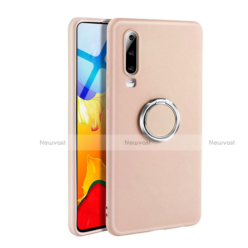 Ultra-thin Silicone Gel Soft Case Cover with Magnetic Finger Ring Stand T04 for Huawei P30