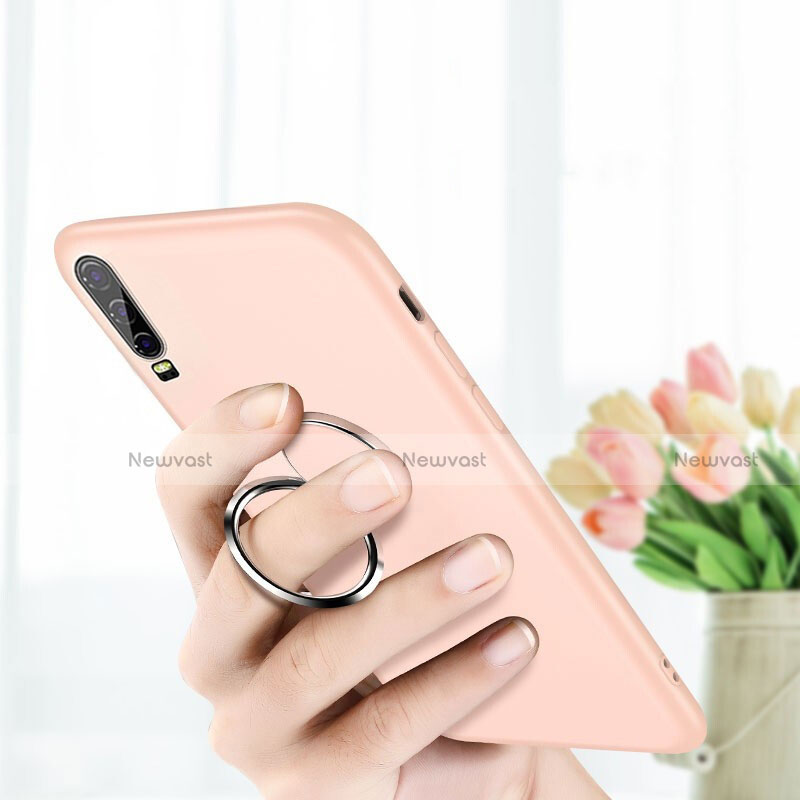 Ultra-thin Silicone Gel Soft Case Cover with Magnetic Finger Ring Stand T04 for Huawei P30