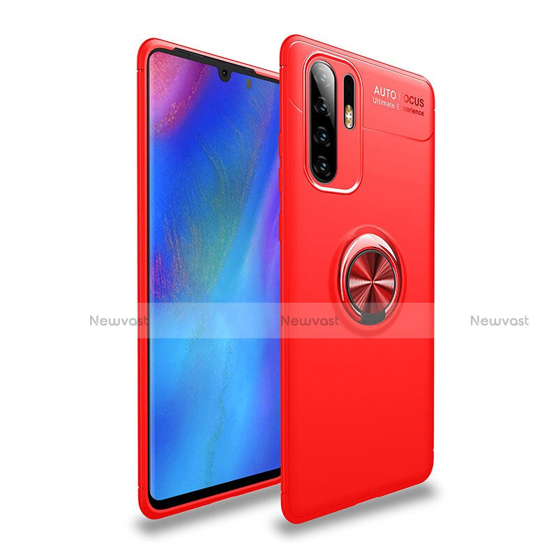 Ultra-thin Silicone Gel Soft Case Cover with Magnetic Finger Ring Stand T04 for Huawei P30 Pro