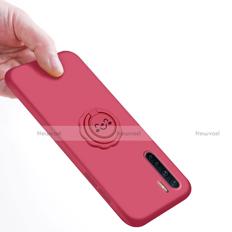 Ultra-thin Silicone Gel Soft Case Cover with Magnetic Finger Ring Stand T04 for Oppo F15