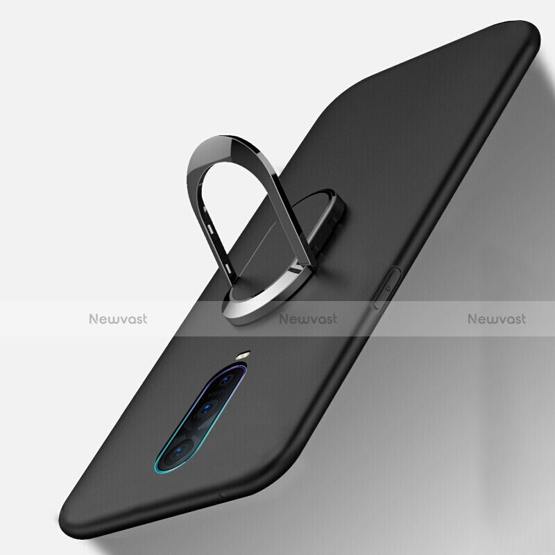 Ultra-thin Silicone Gel Soft Case Cover with Magnetic Finger Ring Stand T04 for Oppo R17 Pro Black