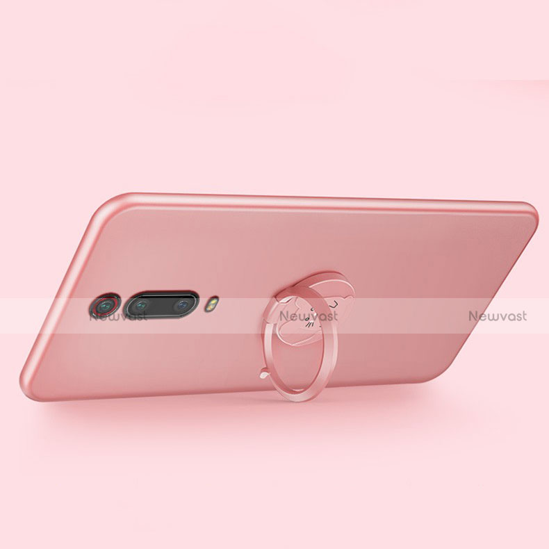 Ultra-thin Silicone Gel Soft Case Cover with Magnetic Finger Ring Stand T04 for Xiaomi Mi 9T