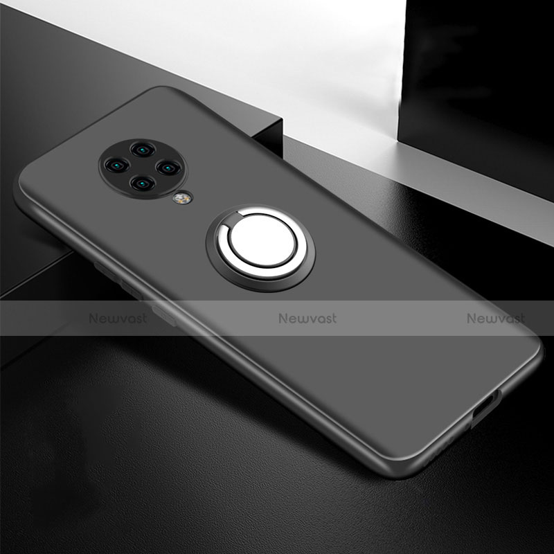 Ultra-thin Silicone Gel Soft Case Cover with Magnetic Finger Ring Stand T04 for Xiaomi Poco F2 Pro