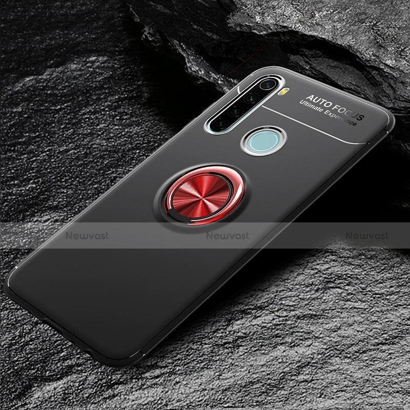 Ultra-thin Silicone Gel Soft Case Cover with Magnetic Finger Ring Stand T04 for Xiaomi Redmi Note 8 (2021)