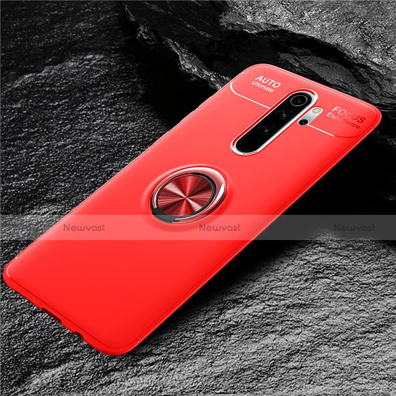 Ultra-thin Silicone Gel Soft Case Cover with Magnetic Finger Ring Stand T04 for Xiaomi Redmi Note 8 Pro