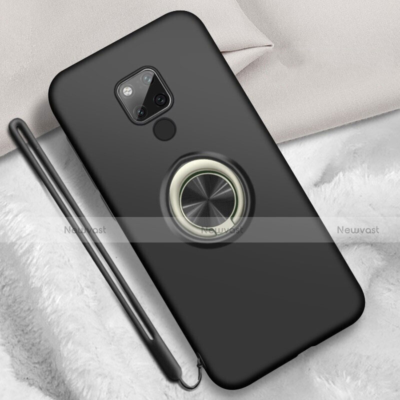 Ultra-thin Silicone Gel Soft Case Cover with Magnetic Finger Ring Stand T05 for Huawei Mate 20 X 5G