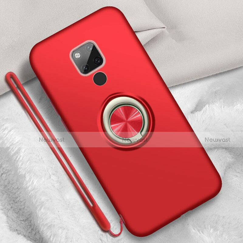 Ultra-thin Silicone Gel Soft Case Cover with Magnetic Finger Ring Stand T05 for Huawei Mate 20 X 5G