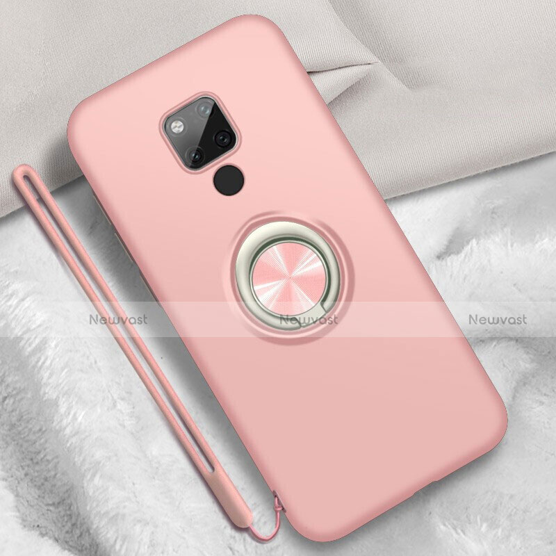 Ultra-thin Silicone Gel Soft Case Cover with Magnetic Finger Ring Stand T05 for Huawei Mate 20 X 5G