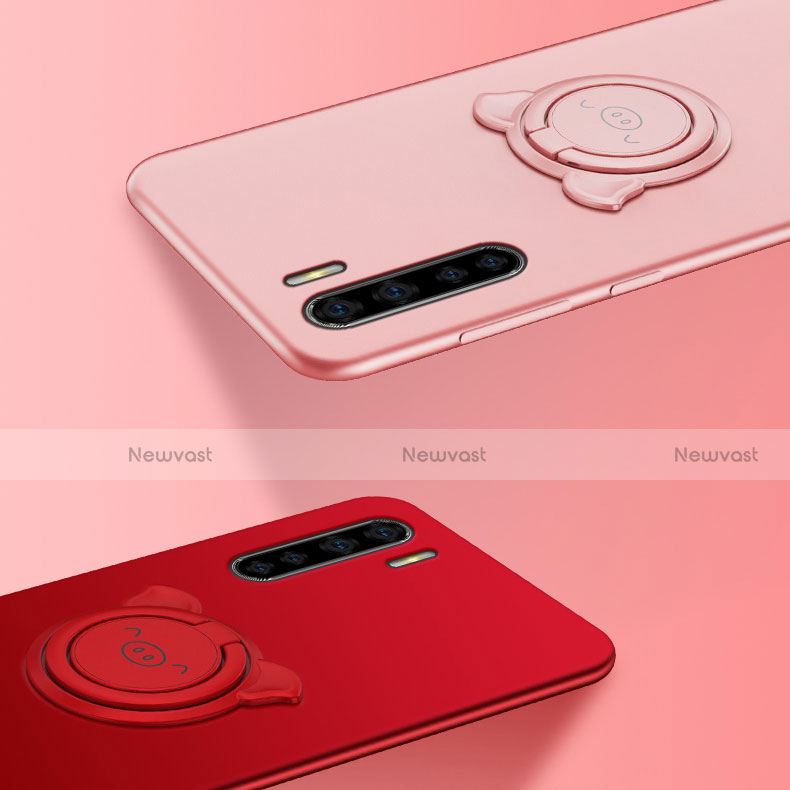 Ultra-thin Silicone Gel Soft Case Cover with Magnetic Finger Ring Stand T05 for Oppo K7 5G