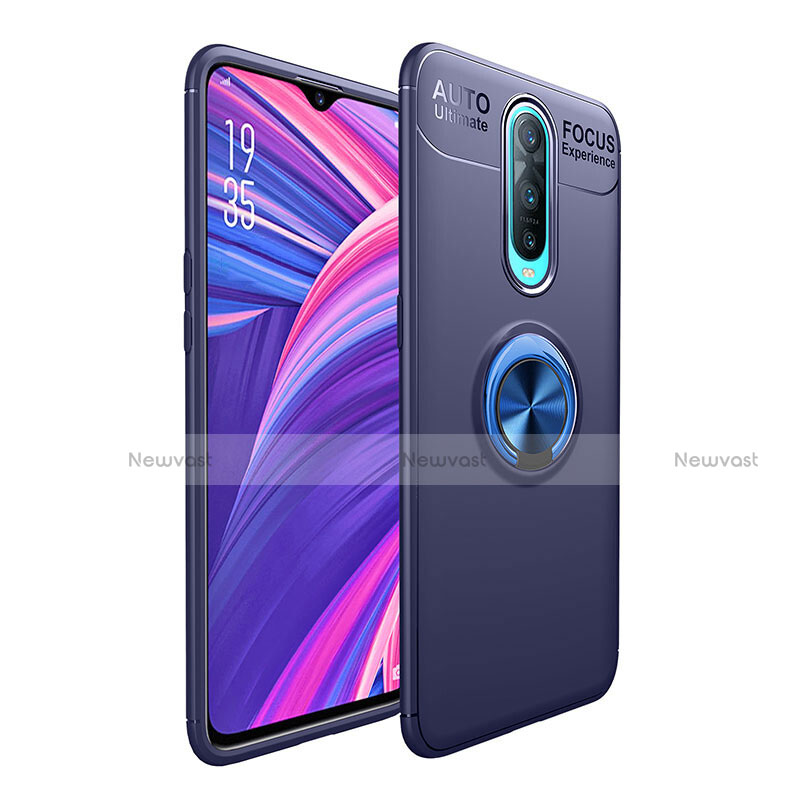 Ultra-thin Silicone Gel Soft Case Cover with Magnetic Finger Ring Stand T05 for Oppo R17 Pro