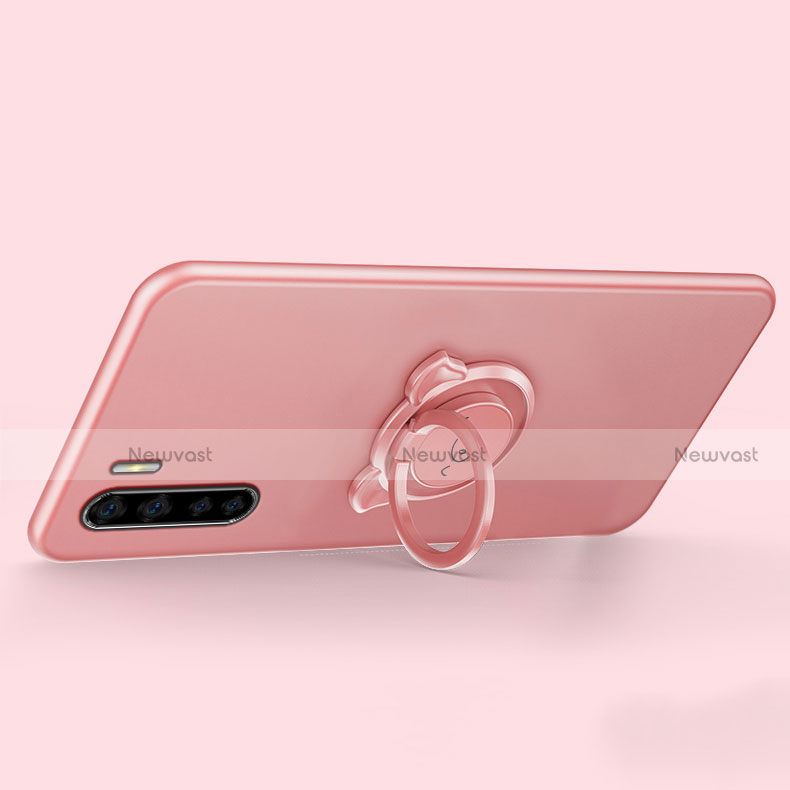 Ultra-thin Silicone Gel Soft Case Cover with Magnetic Finger Ring Stand T05 for Oppo Reno3
