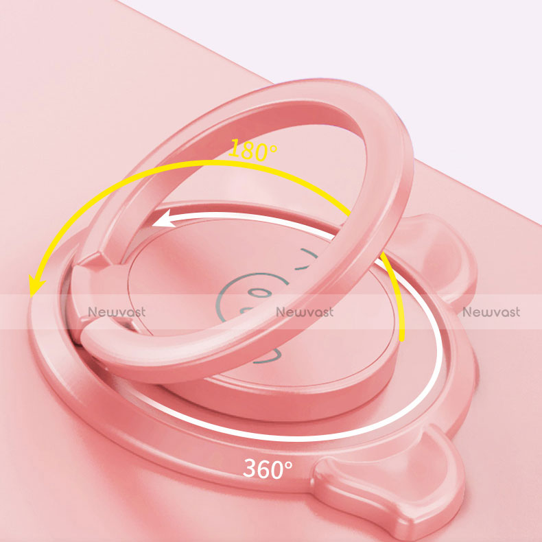 Ultra-thin Silicone Gel Soft Case Cover with Magnetic Finger Ring Stand T05 for Oppo Reno3