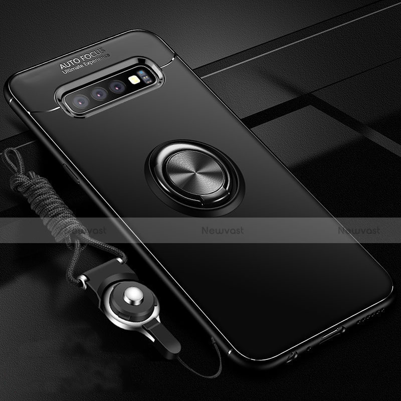 Ultra-thin Silicone Gel Soft Case Cover with Magnetic Finger Ring Stand T05 for Samsung Galaxy S10 Plus