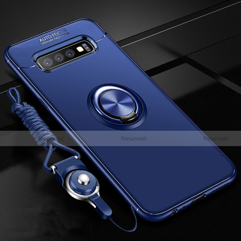 Ultra-thin Silicone Gel Soft Case Cover with Magnetic Finger Ring Stand T05 for Samsung Galaxy S10 Plus