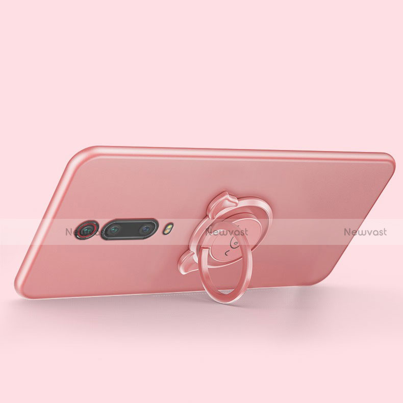 Ultra-thin Silicone Gel Soft Case Cover with Magnetic Finger Ring Stand T05 for Xiaomi Mi 9T