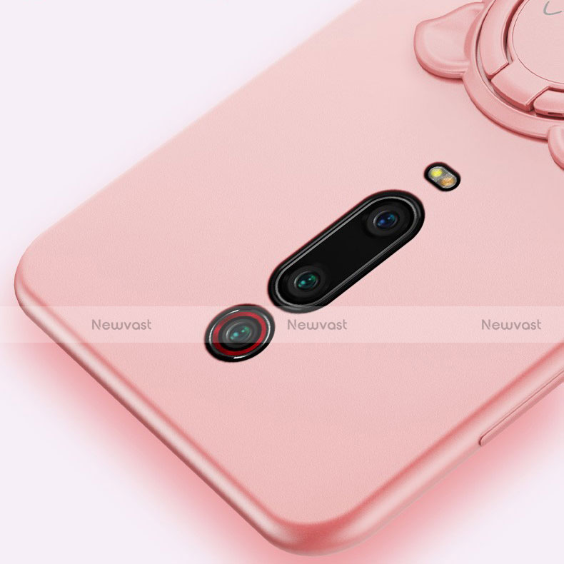 Ultra-thin Silicone Gel Soft Case Cover with Magnetic Finger Ring Stand T05 for Xiaomi Mi 9T