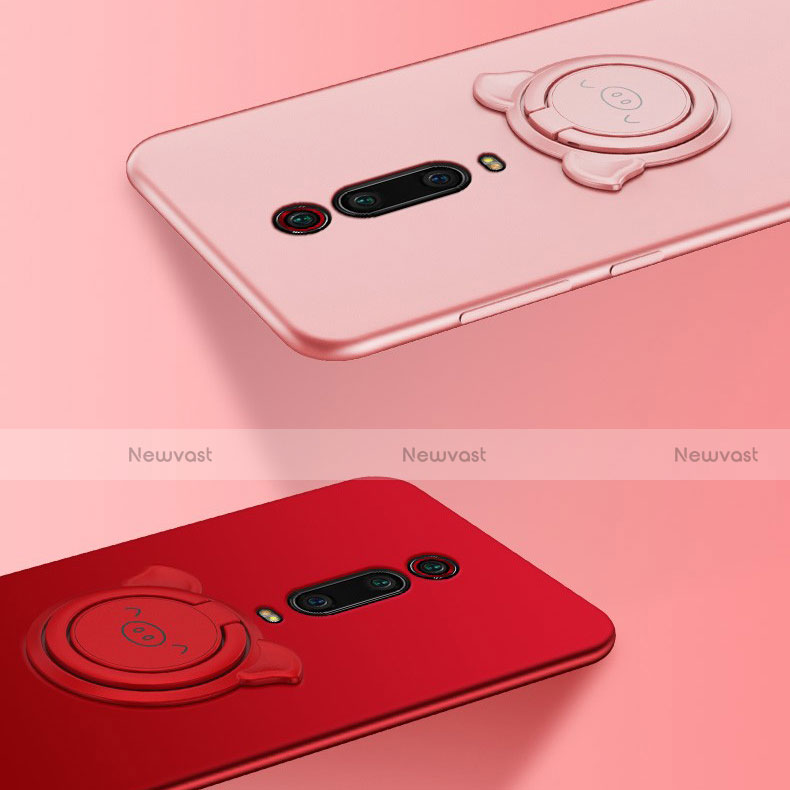 Ultra-thin Silicone Gel Soft Case Cover with Magnetic Finger Ring Stand T05 for Xiaomi Redmi K20