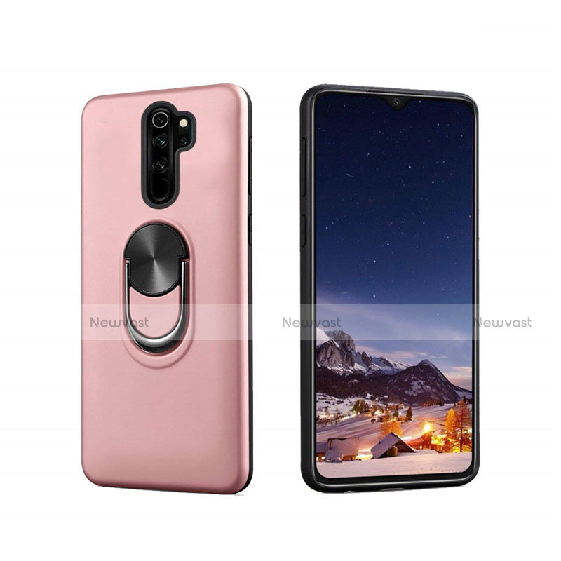 Ultra-thin Silicone Gel Soft Case Cover with Magnetic Finger Ring Stand T05 for Xiaomi Redmi Note 8 Pro