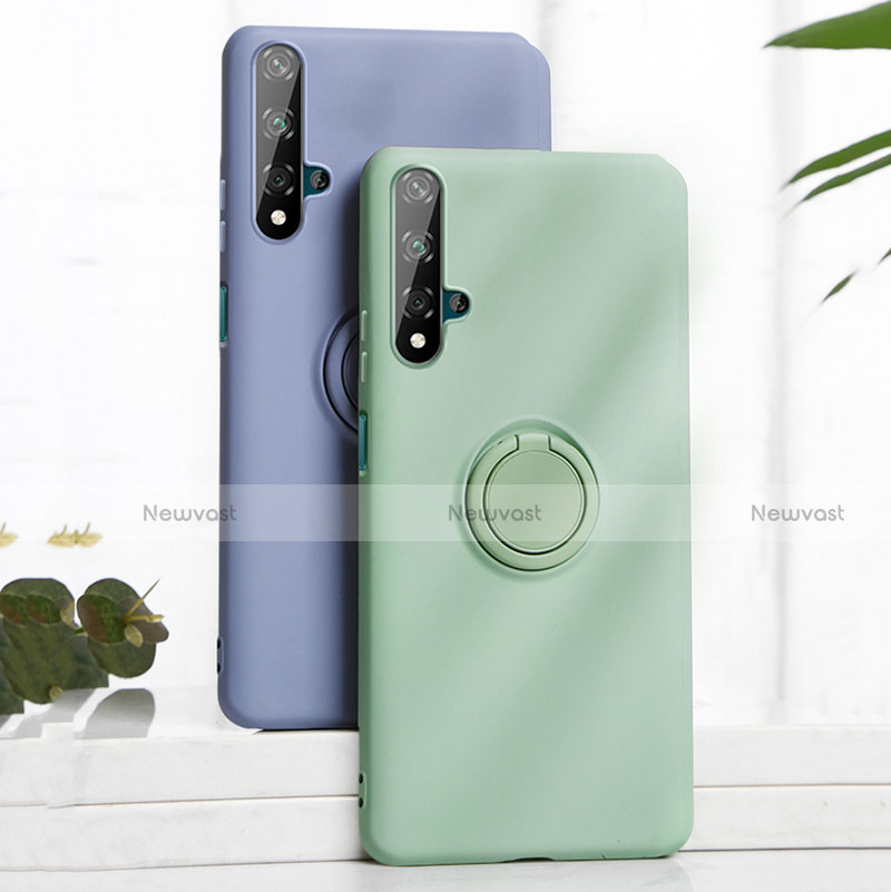 Ultra-thin Silicone Gel Soft Case Cover with Magnetic Finger Ring Stand T06 for Huawei Honor 20