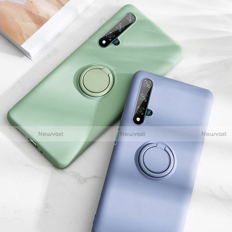 Ultra-thin Silicone Gel Soft Case Cover with Magnetic Finger Ring Stand T06 for Huawei Honor 20