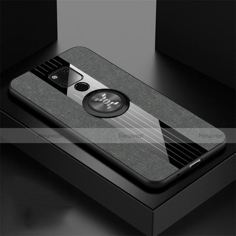 Ultra-thin Silicone Gel Soft Case Cover with Magnetic Finger Ring Stand T06 for Huawei Mate 20 X 5G Dark Gray