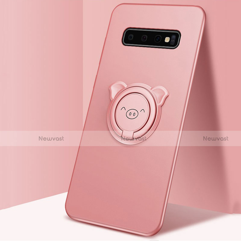 Ultra-thin Silicone Gel Soft Case Cover with Magnetic Finger Ring Stand T06 for Samsung Galaxy S10