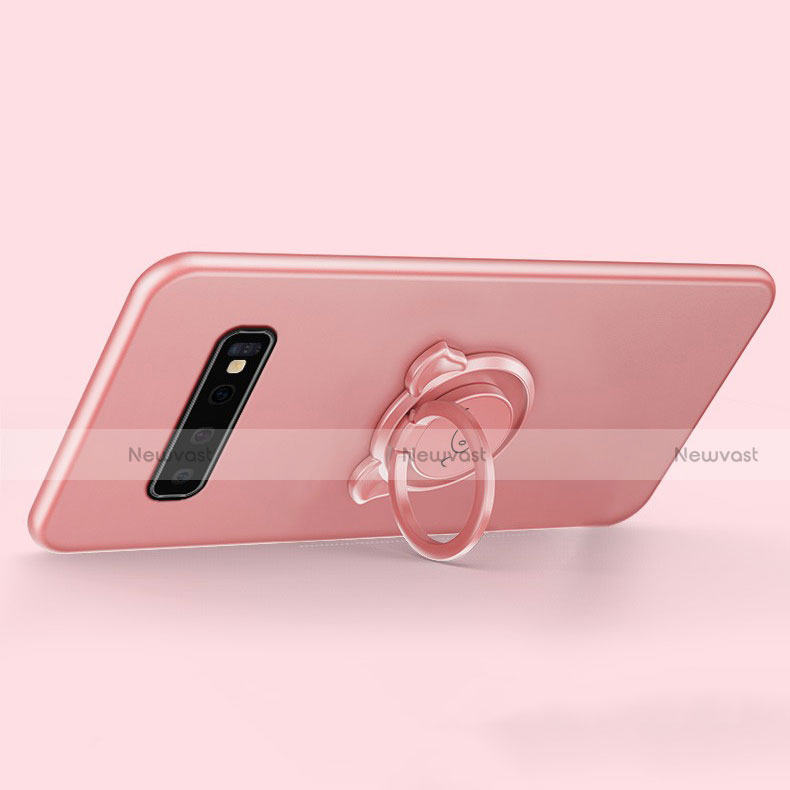 Ultra-thin Silicone Gel Soft Case Cover with Magnetic Finger Ring Stand T06 for Samsung Galaxy S10