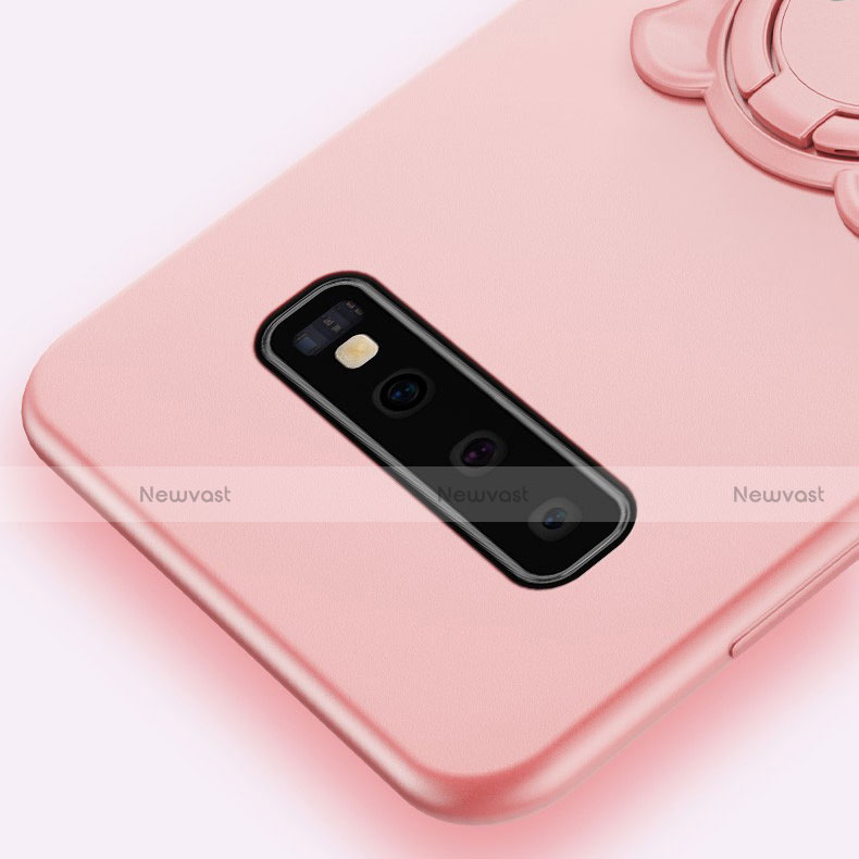 Ultra-thin Silicone Gel Soft Case Cover with Magnetic Finger Ring Stand T06 for Samsung Galaxy S10 Plus