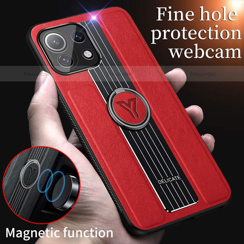 Ultra-thin Silicone Gel Soft Case Cover with Magnetic Finger Ring Stand T06 for Xiaomi Mi 11 5G