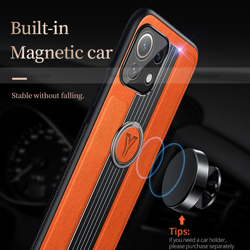 Ultra-thin Silicone Gel Soft Case Cover with Magnetic Finger Ring Stand T06 for Xiaomi Mi 11 Lite 5G
