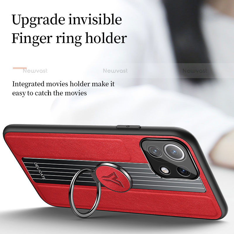 Ultra-thin Silicone Gel Soft Case Cover with Magnetic Finger Ring Stand T06 for Xiaomi Mi 11 Lite 5G NE