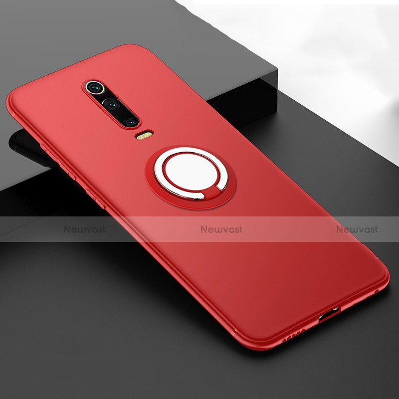 Ultra-thin Silicone Gel Soft Case Cover with Magnetic Finger Ring Stand T06 for Xiaomi Mi 9T Pro