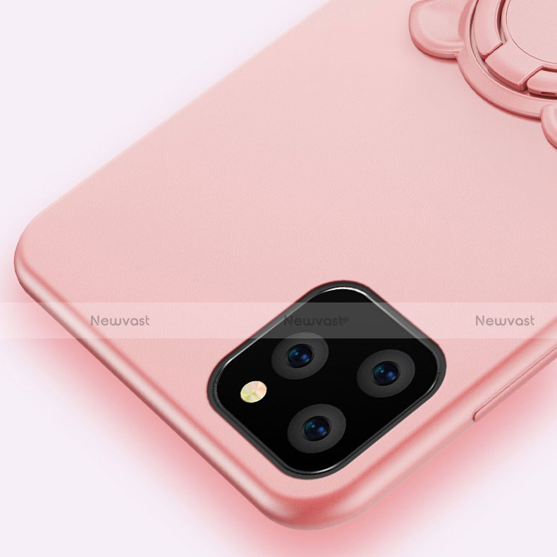 Ultra-thin Silicone Gel Soft Case Cover with Magnetic Finger Ring Stand T07 for Apple iPhone 11 Pro