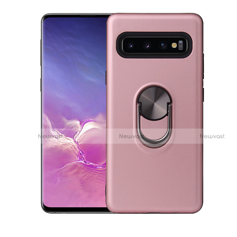 Ultra-thin Silicone Gel Soft Case Cover with Magnetic Finger Ring Stand T07 for Samsung Galaxy S10 Plus