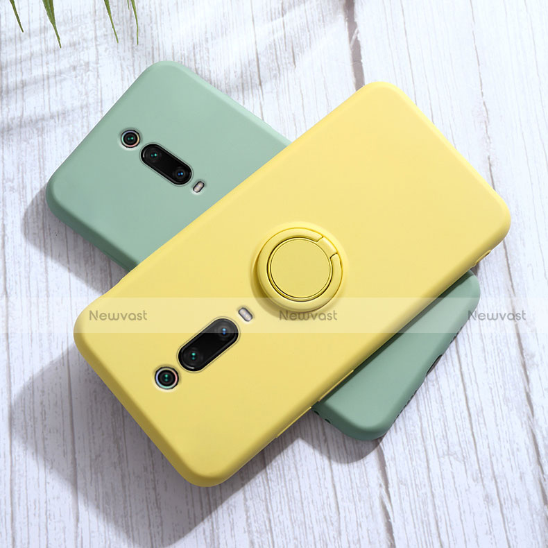 Ultra-thin Silicone Gel Soft Case Cover with Magnetic Finger Ring Stand T07 for Xiaomi Mi 9T