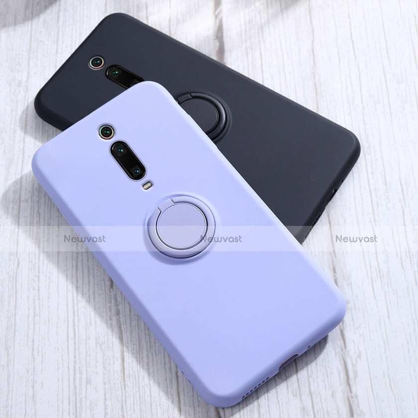 Ultra-thin Silicone Gel Soft Case Cover with Magnetic Finger Ring Stand T07 for Xiaomi Redmi K20 Pro