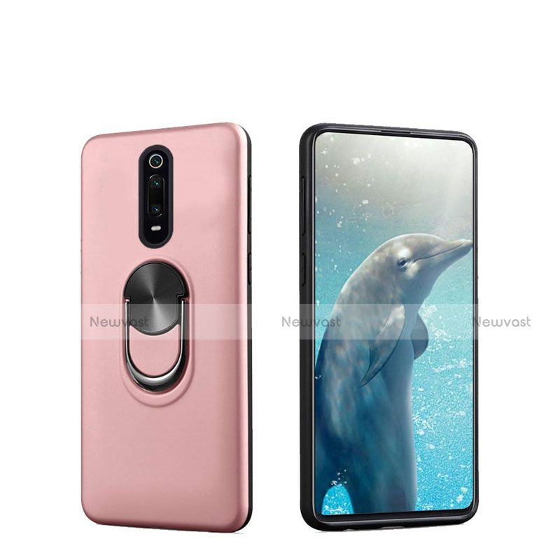 Ultra-thin Silicone Gel Soft Case Cover with Magnetic Finger Ring Stand T08 for Xiaomi Mi 9T