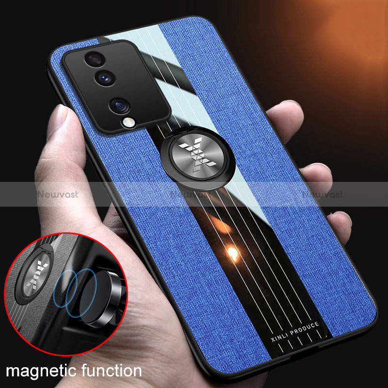 Ultra-thin Silicone Gel Soft Case Cover with Magnetic Finger Ring Stand X01L for Huawei Honor 80 5G