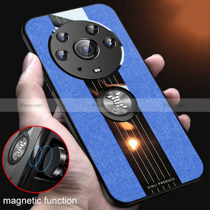 Ultra-thin Silicone Gel Soft Case Cover with Magnetic Finger Ring Stand X01L for Huawei Honor Magic3 Pro 5G