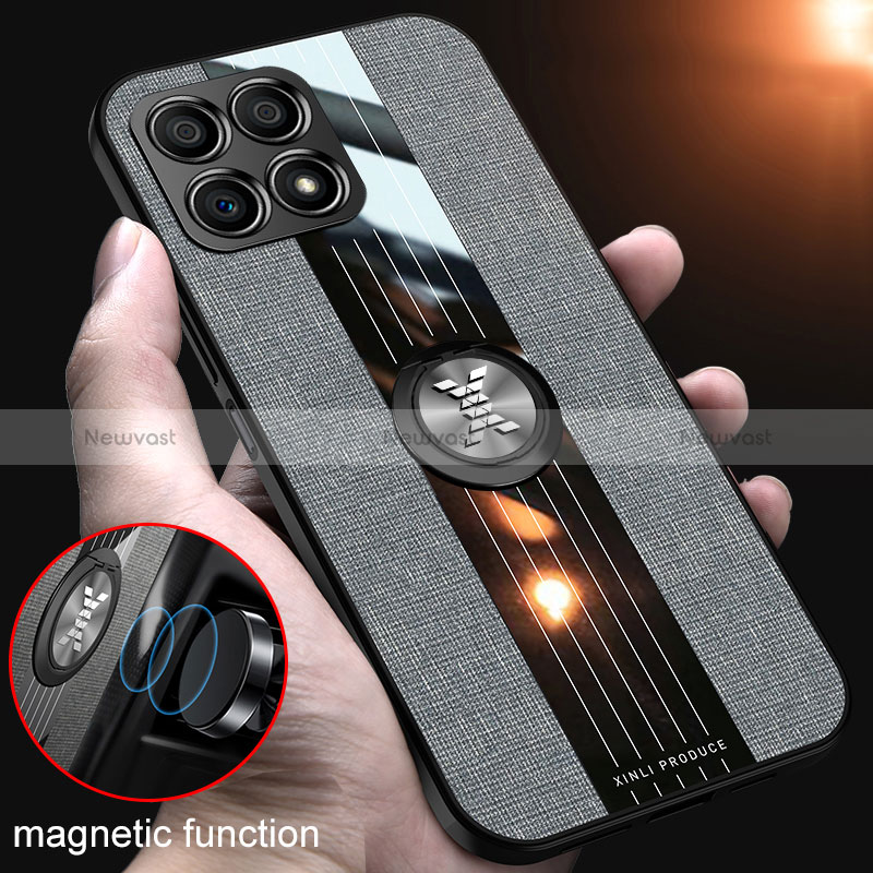 Ultra-thin Silicone Gel Soft Case Cover with Magnetic Finger Ring Stand X01L for Huawei Honor X30i