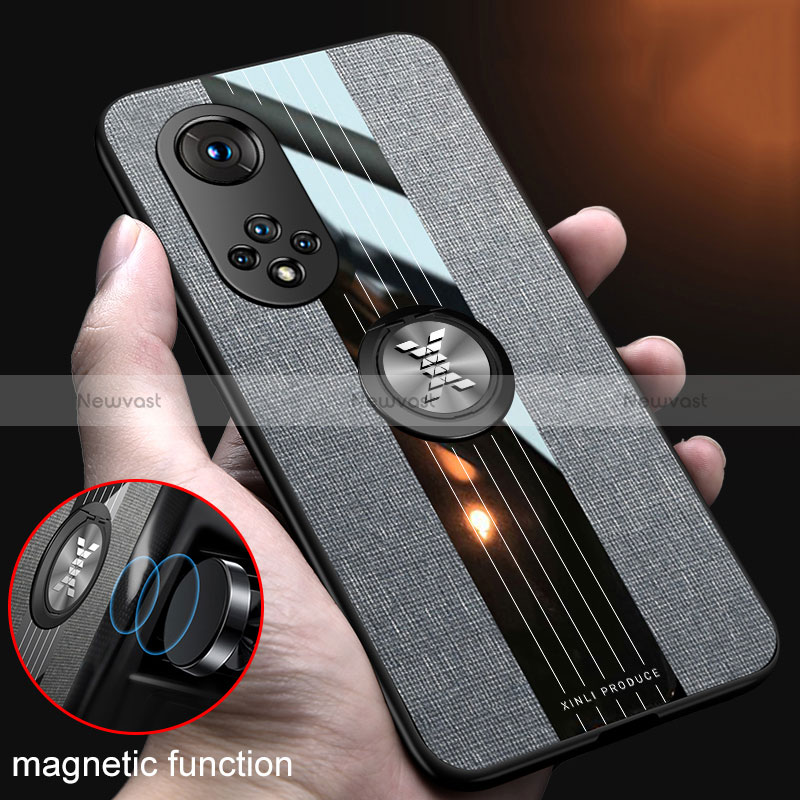 Ultra-thin Silicone Gel Soft Case Cover with Magnetic Finger Ring Stand X01L for Huawei Nova 9 Pro