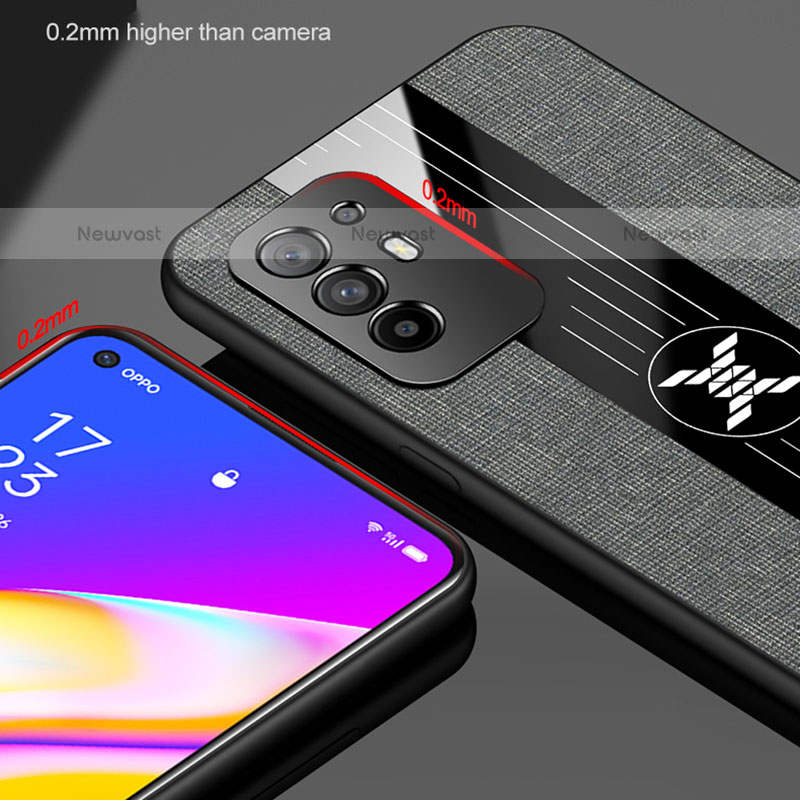 Ultra-thin Silicone Gel Soft Case Cover with Magnetic Finger Ring Stand X01L for Oppo A94 5G