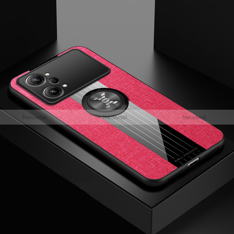Ultra-thin Silicone Gel Soft Case Cover with Magnetic Finger Ring Stand X01L for Oppo K10 Pro 5G Red
