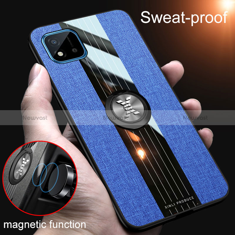 Ultra-thin Silicone Gel Soft Case Cover with Magnetic Finger Ring Stand X01L for Realme C20