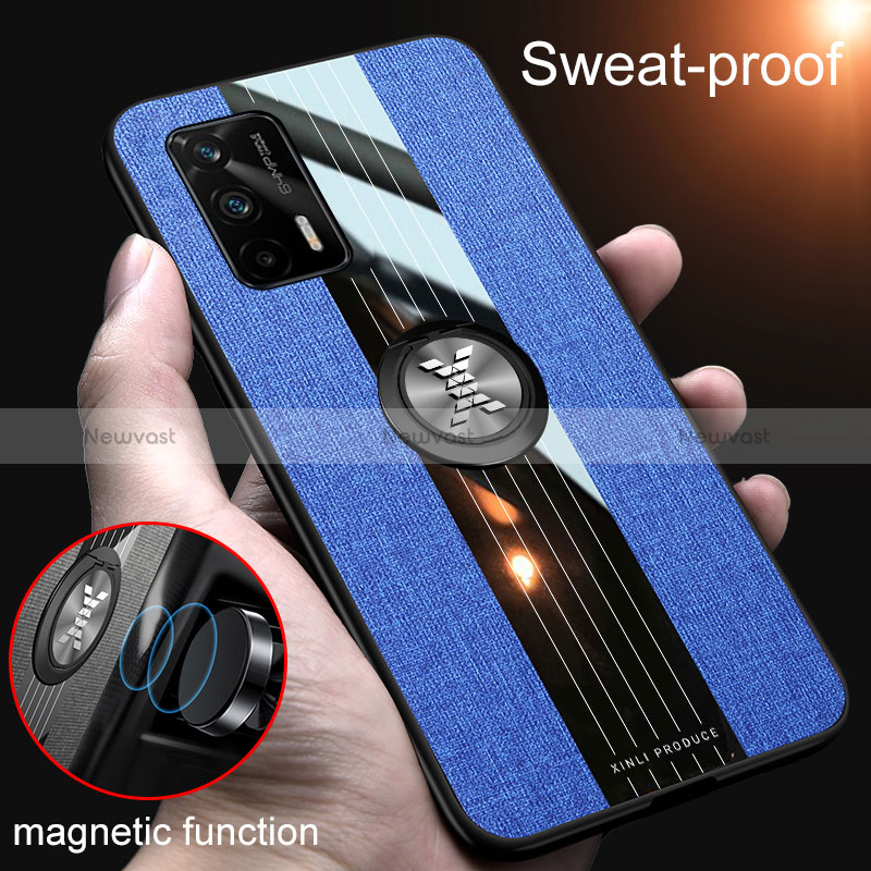 Ultra-thin Silicone Gel Soft Case Cover with Magnetic Finger Ring Stand X01L for Realme GT 5G