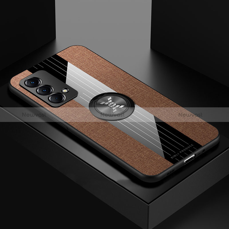 Ultra-thin Silicone Gel Soft Case Cover with Magnetic Finger Ring Stand X01L for Realme GT Master 5G Brown