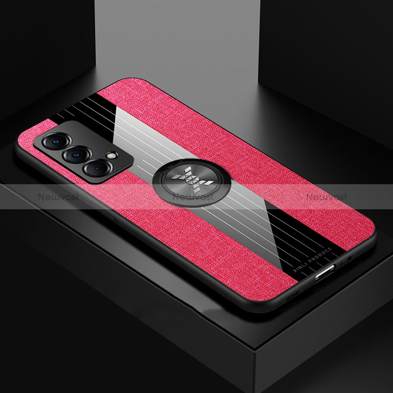 Ultra-thin Silicone Gel Soft Case Cover with Magnetic Finger Ring Stand X01L for Realme GT Master 5G Red